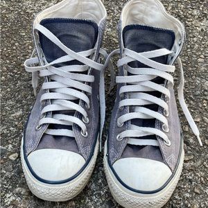 Converse high tops Chuck Taylors Blue size 7.5 Faded w/ imperfections. See pics